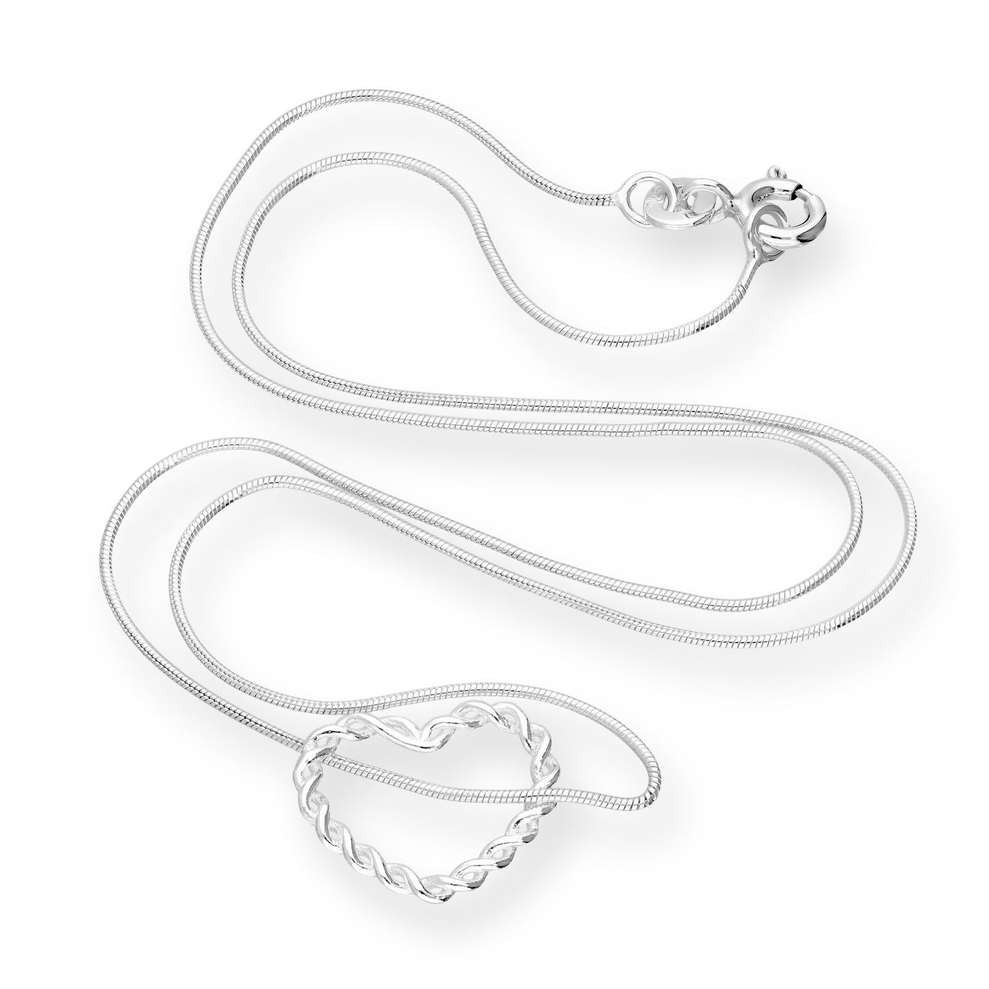 Collier avec pendentif cœur flottant torsadé en argent sterling