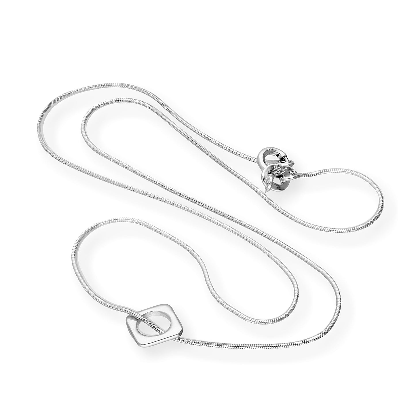 Collier fin avec pendentif carré en argent sterling