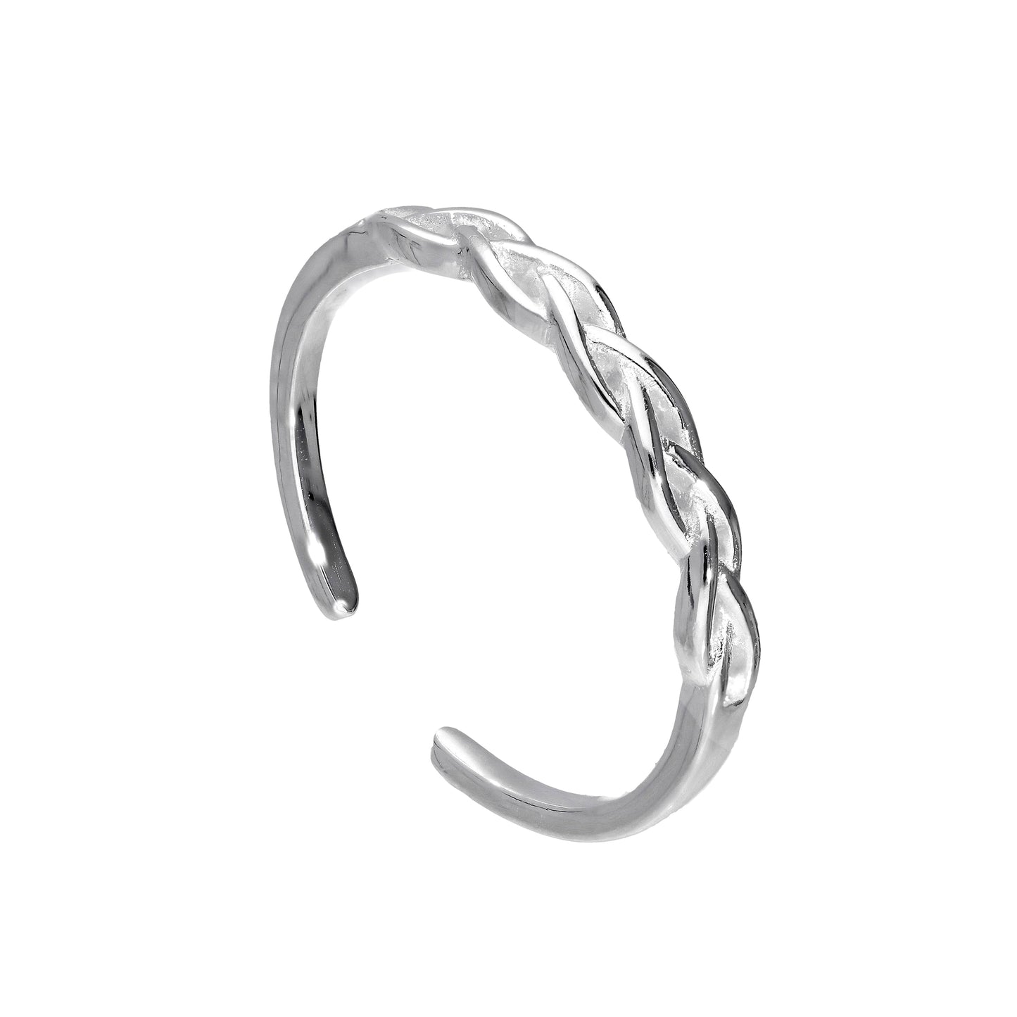 Bague d'orteil ajustable en argent sterling tissé