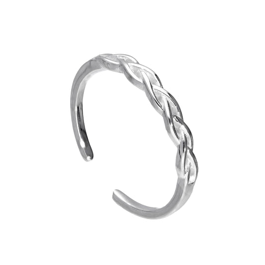 Bague d'orteil ajustable en argent sterling tissé