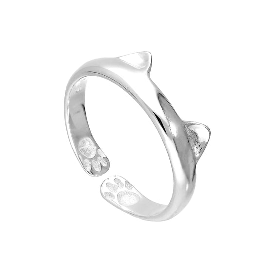 Bague d'orteil midi en argent sterling avec oreilles de chat