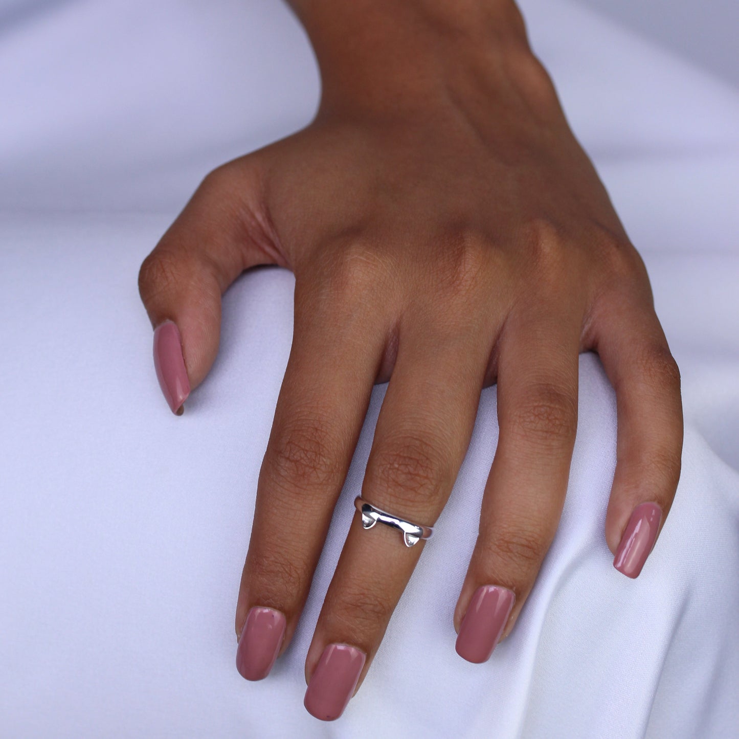 Bague d'orteil midi en argent sterling avec oreilles de chat