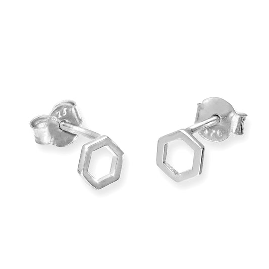 Boucles d'oreilles à tige hexagonales en argent sterling