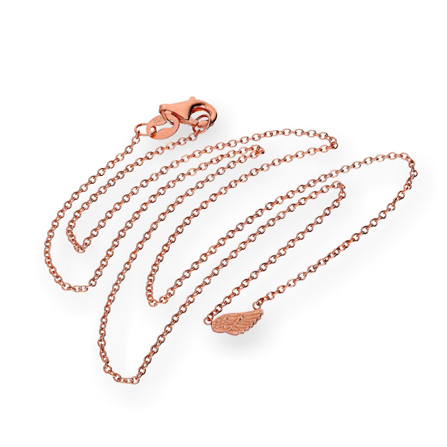 Collier aile en argent sterling plaqué or rose