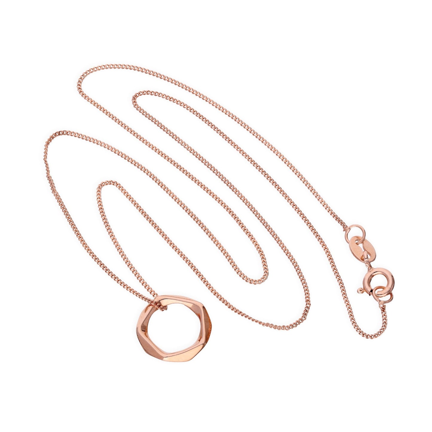 Collier pendentif pentagone en argent sterling plaqué or rose de 40 à 55 cm