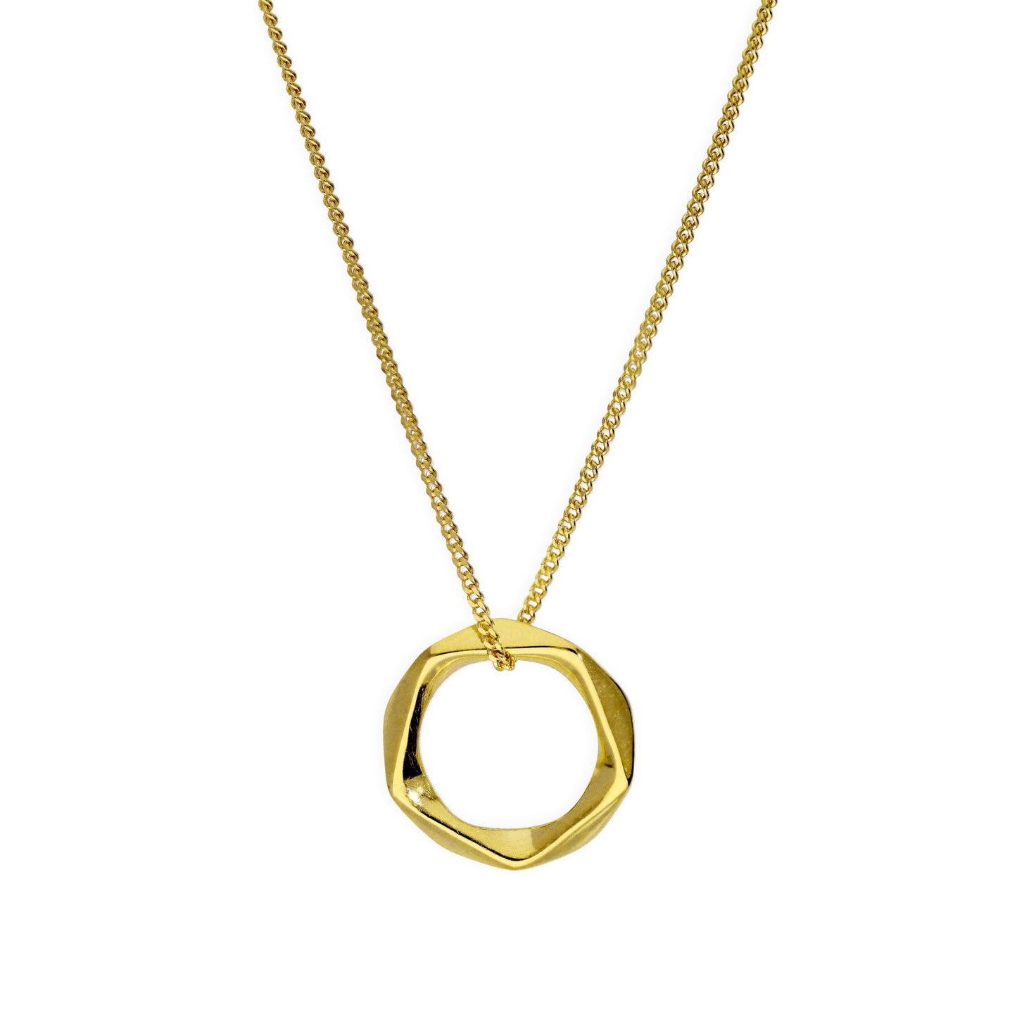 Collier pendentif pentagone en argent sterling plaqué or 40 à 55 cm