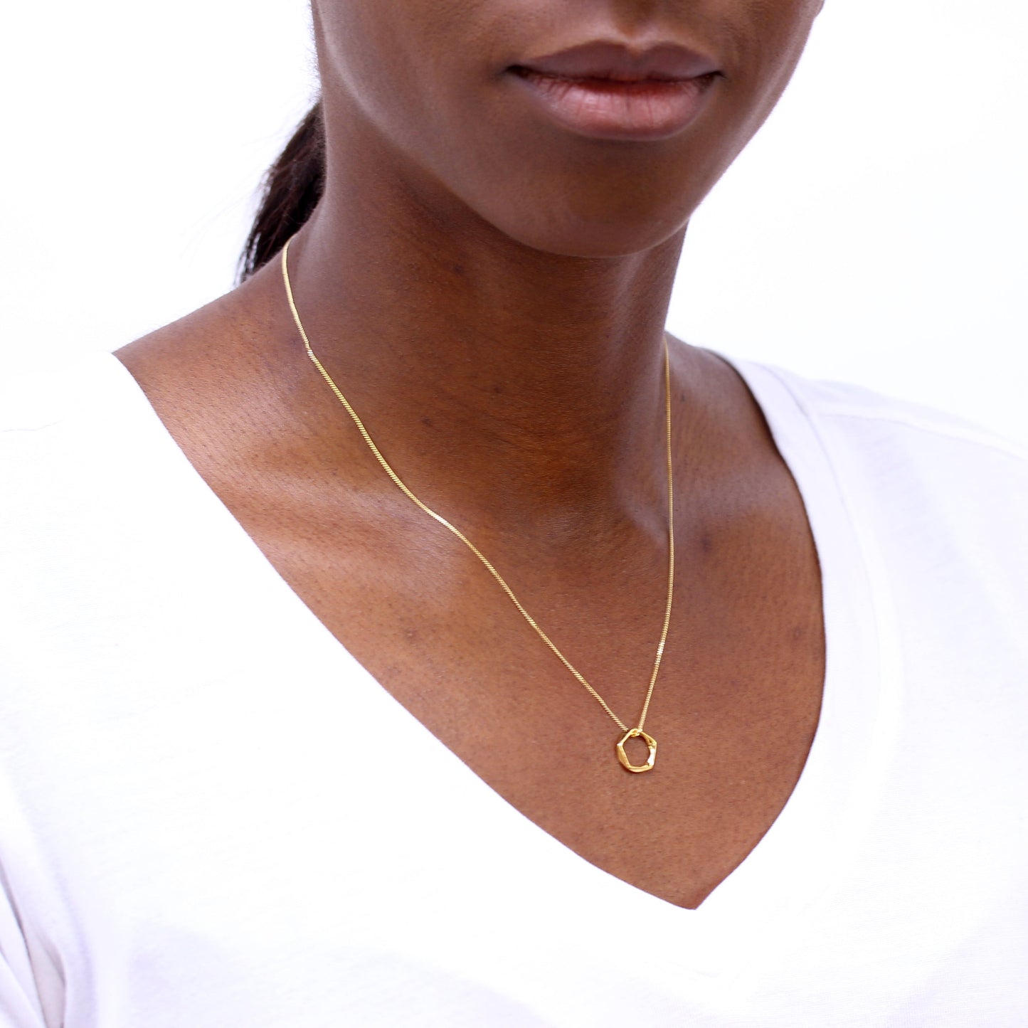 Collier pendentif pentagone en argent sterling plaqué or 40 à 55 cm