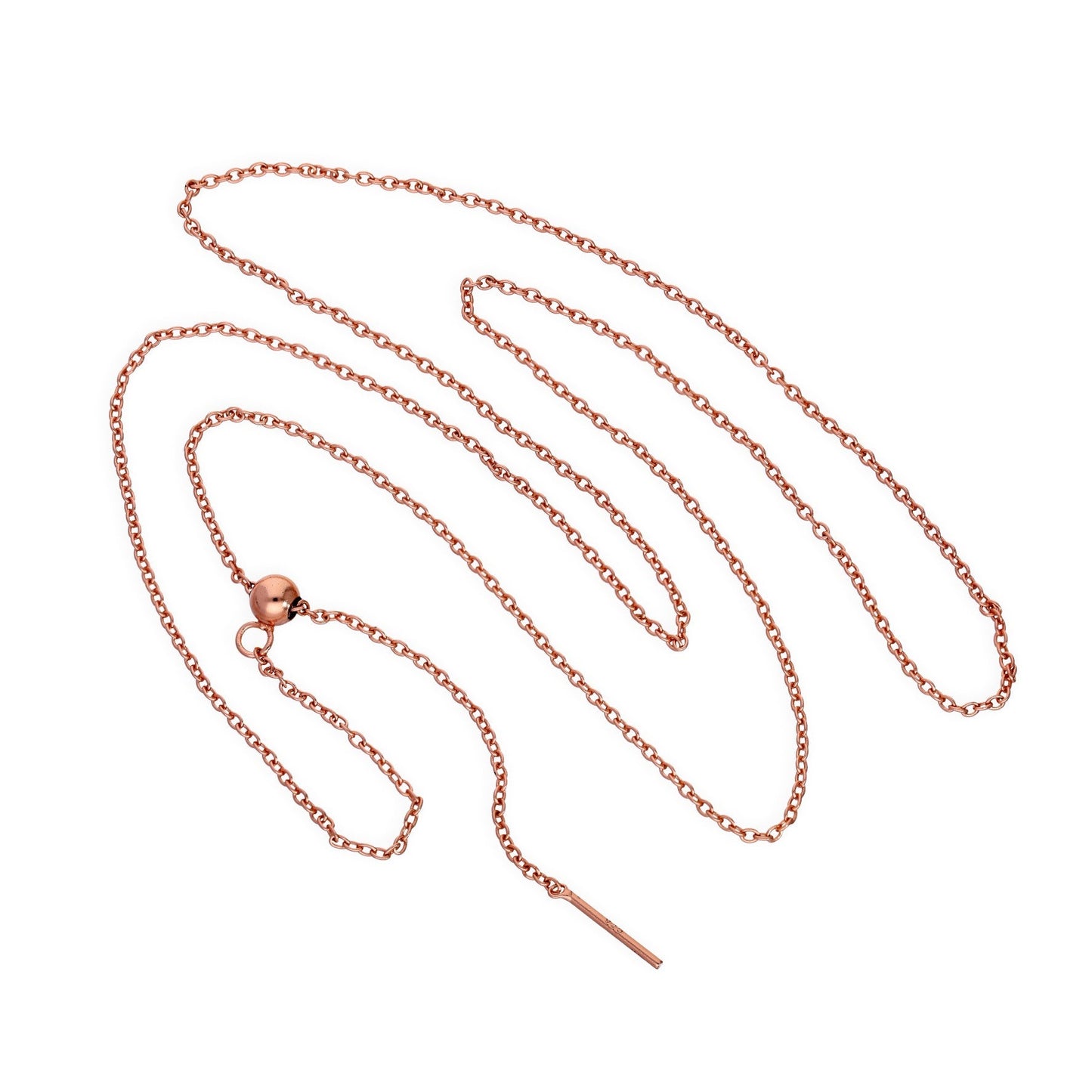 Collier ras du cou réglable en argent sterling plaqué or rose, chaîne Belcher de 50 cm, avec fermoir coulissant à perles