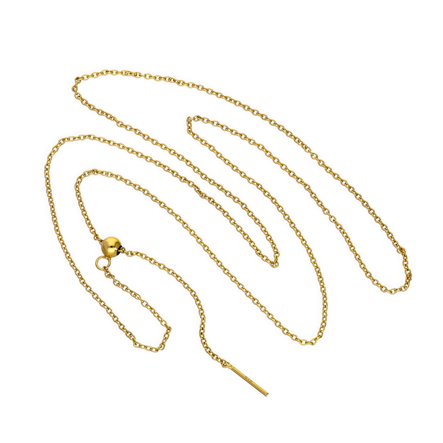 Collier ras du cou réglable en argent sterling plaqué or avec chaîne Belcher de 50 cm et fermoir coulissant à perles