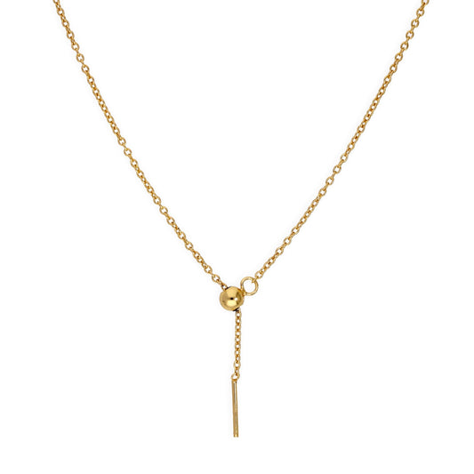 Collier ras du cou réglable en argent sterling plaqué or avec chaîne Belcher de 50 cm et fermoir coulissant à perles