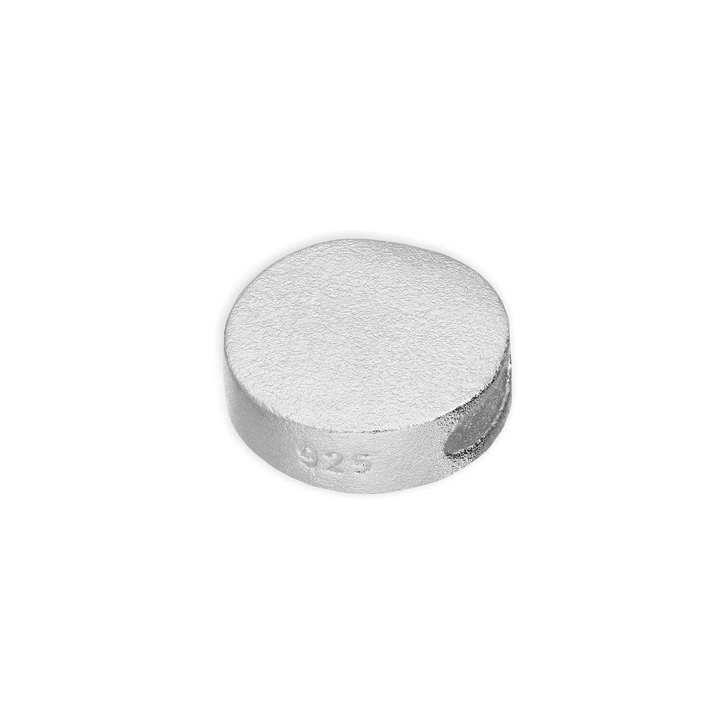 Perle ronde plate givrée en argent sterling de 9 mm