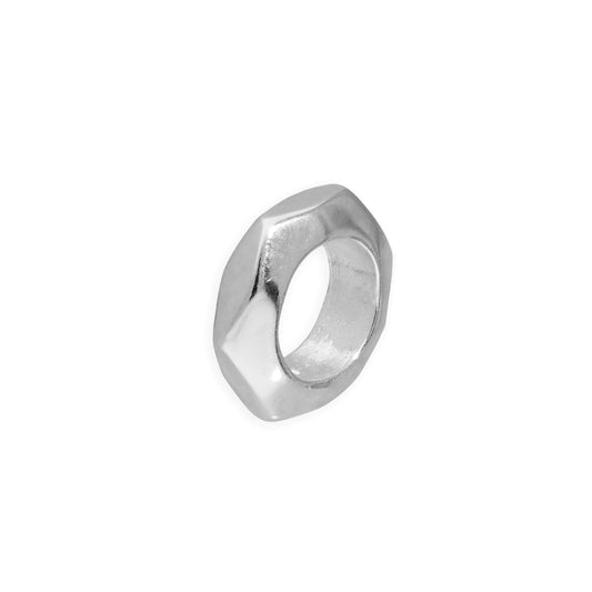 Perle de bague hexagonale polie en argent sterling de 2 mm