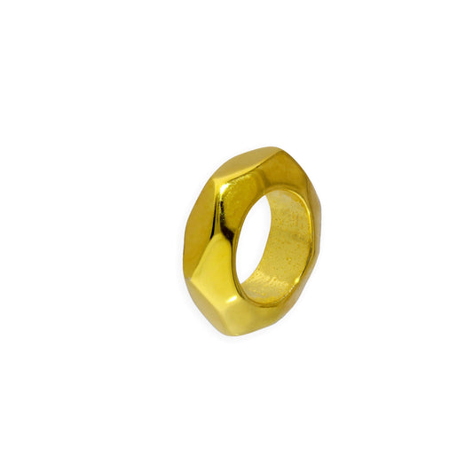 Perle de 2 mm en argent sterling plaqué or, taille hexagonale polie