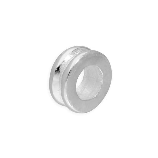 Perle ronde à 2 nervures en argent sterling poli de 3 mm