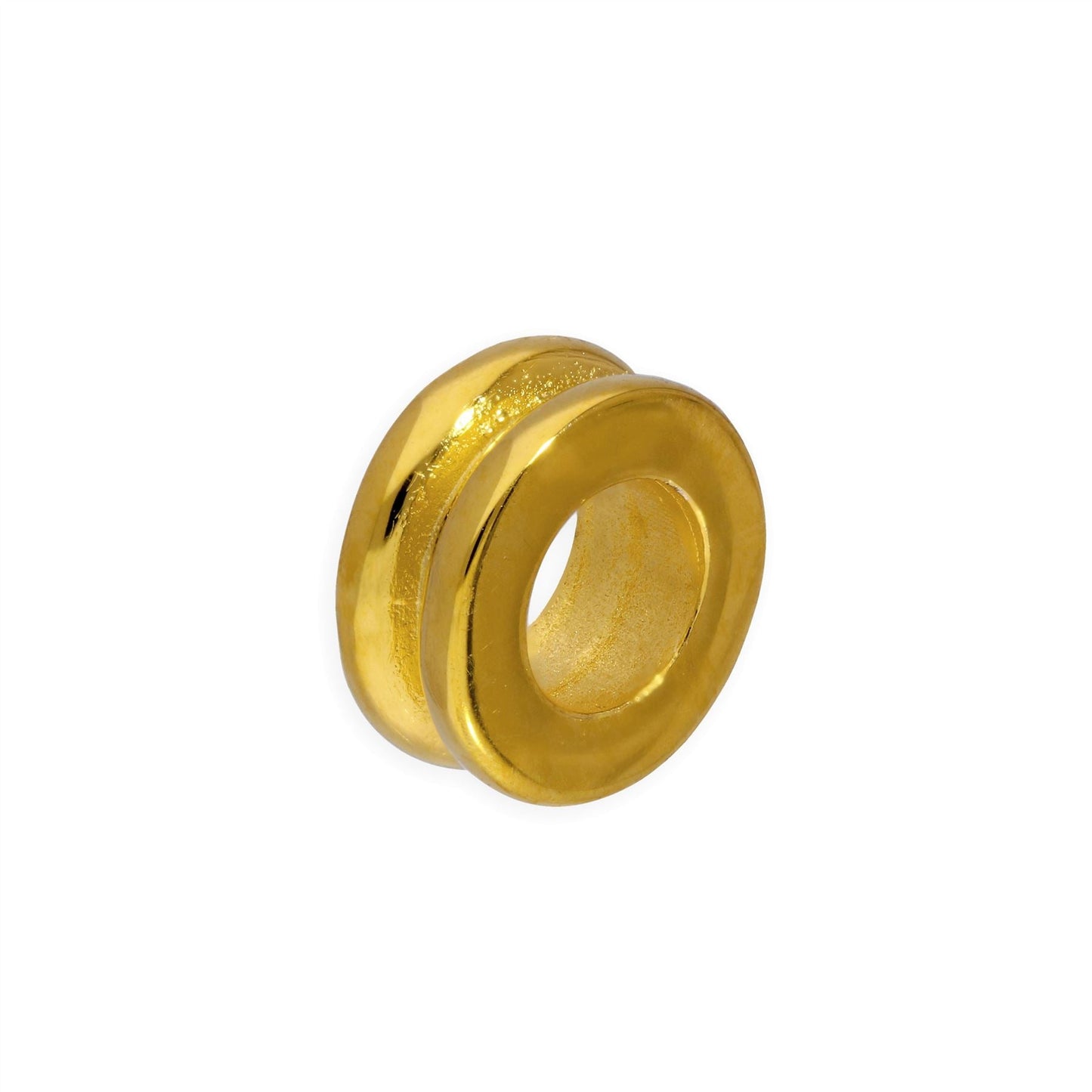 Perle ronde à 2 nervures en argent sterling plaqué or poli de 3 mm