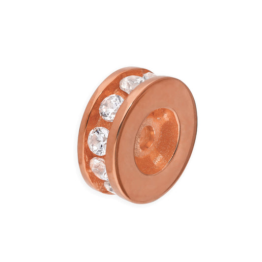 Bague en argent sterling plaqué or rose, perle ronde de 3 mm sertie d'oxydes de zirconium transparents