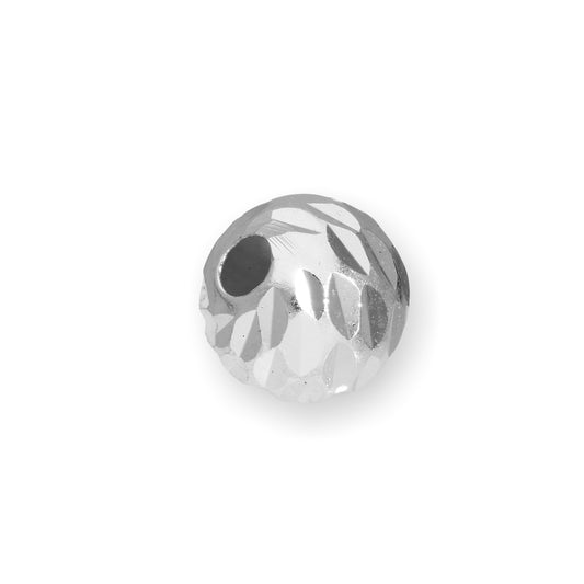 Perle ronde à facettes en argent sterling de 6 mm avec diamant