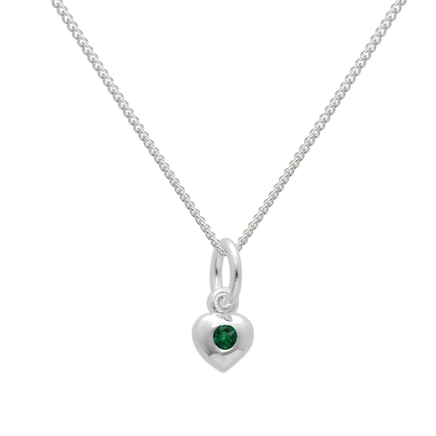 Collier en argent sterling et cristal émeraude CZ avec pierre de naissance du mois de mai