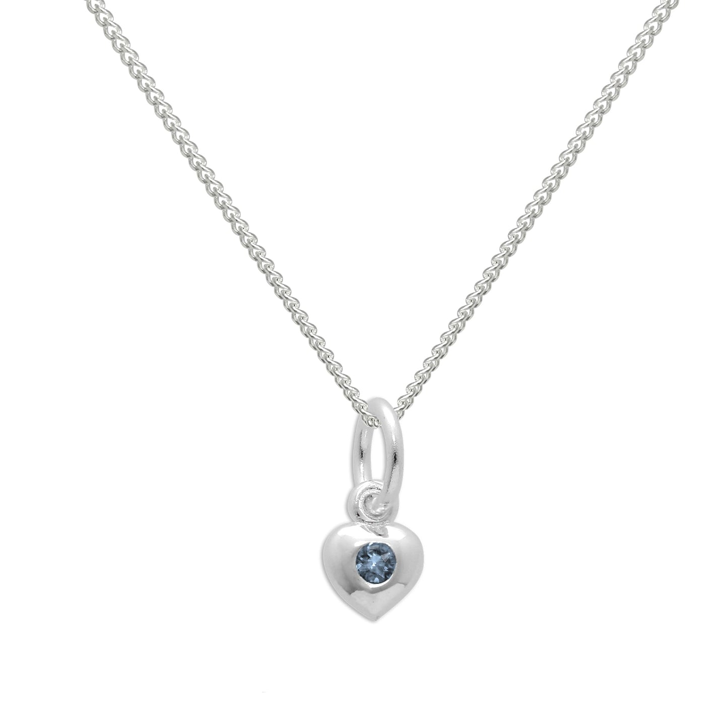 Collier cœur en argent sterling et cristal turquoise CZ, pierre de naissance de décembre