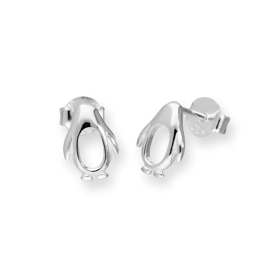 Boucles d'oreilles à tige en argent sterling en forme de pingouin découpé