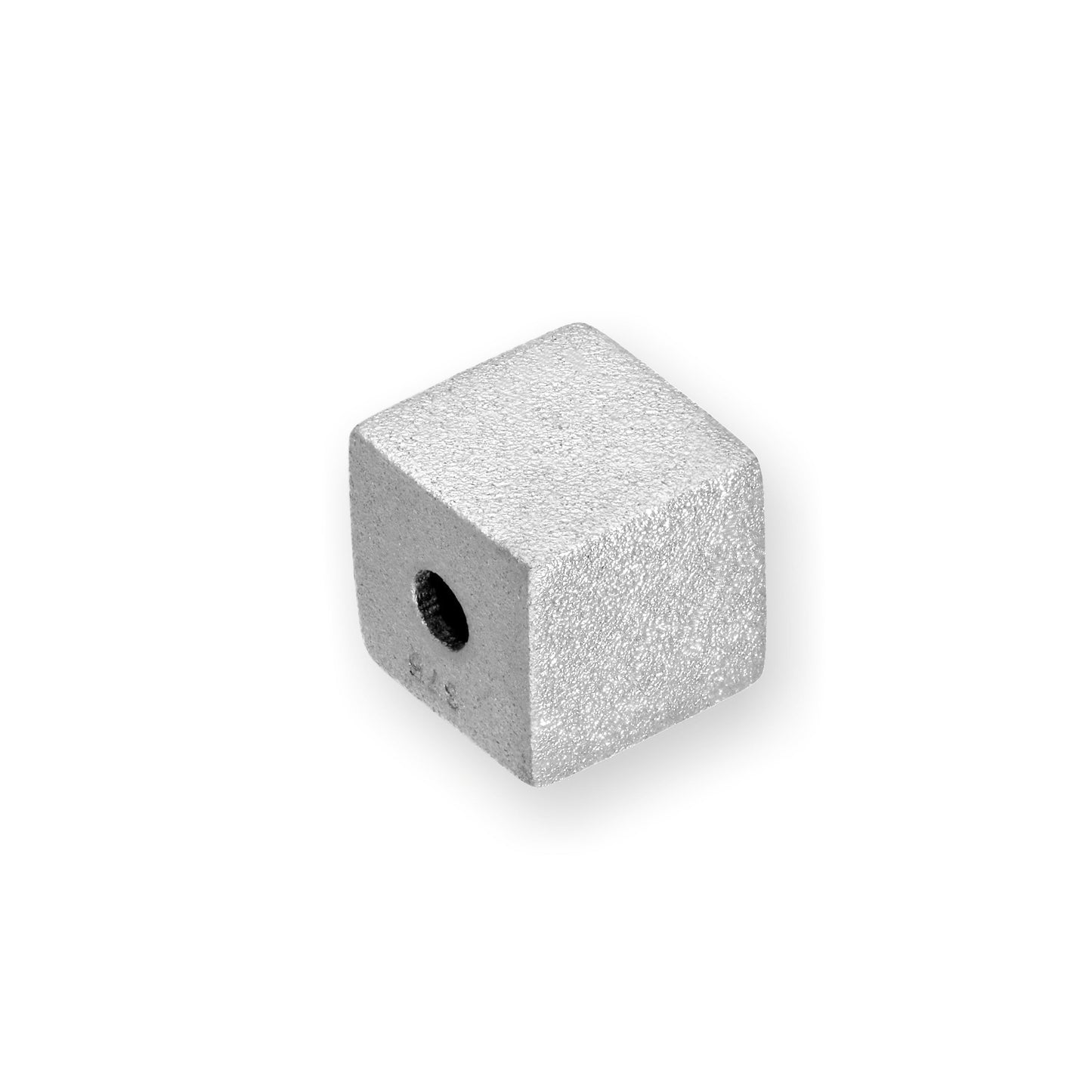 Breloque en forme de cube givré en or blanc plaqué rhodium 9 carats