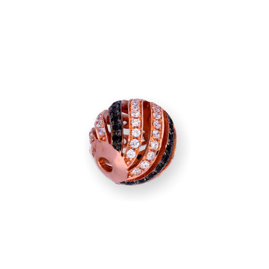 Breloque en or rose 9 carats et cristal CZ en forme de tourbillon ouvert