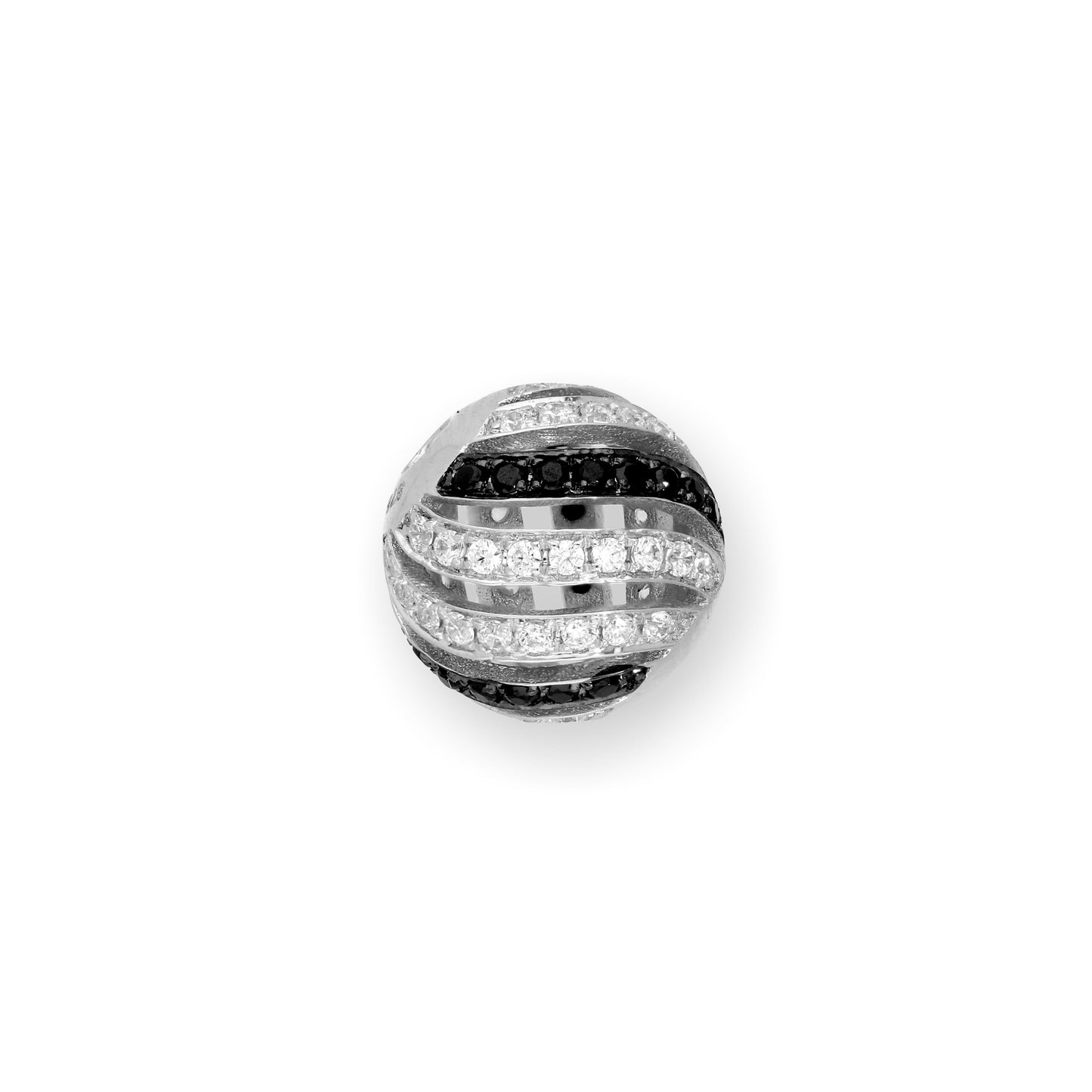 Breloque en forme de vague ouverte en or blanc plaqué rhodium 9 carats et cristal CZ