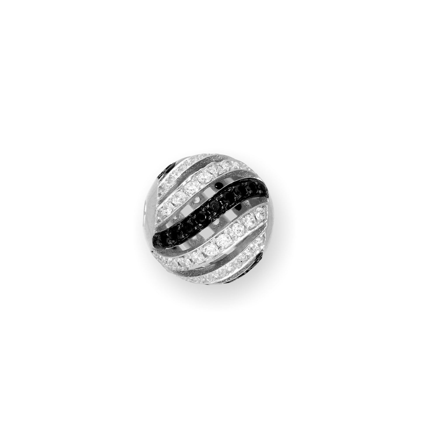 Breloque en forme de vague ouverte en or blanc plaqué rhodium 9 carats et cristal CZ