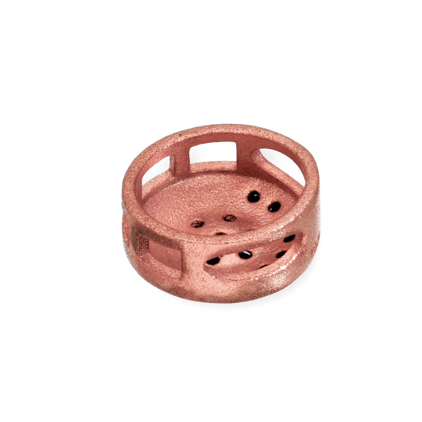 Breloque ronde plate en or rose 9 carats et cristal CZ noir
