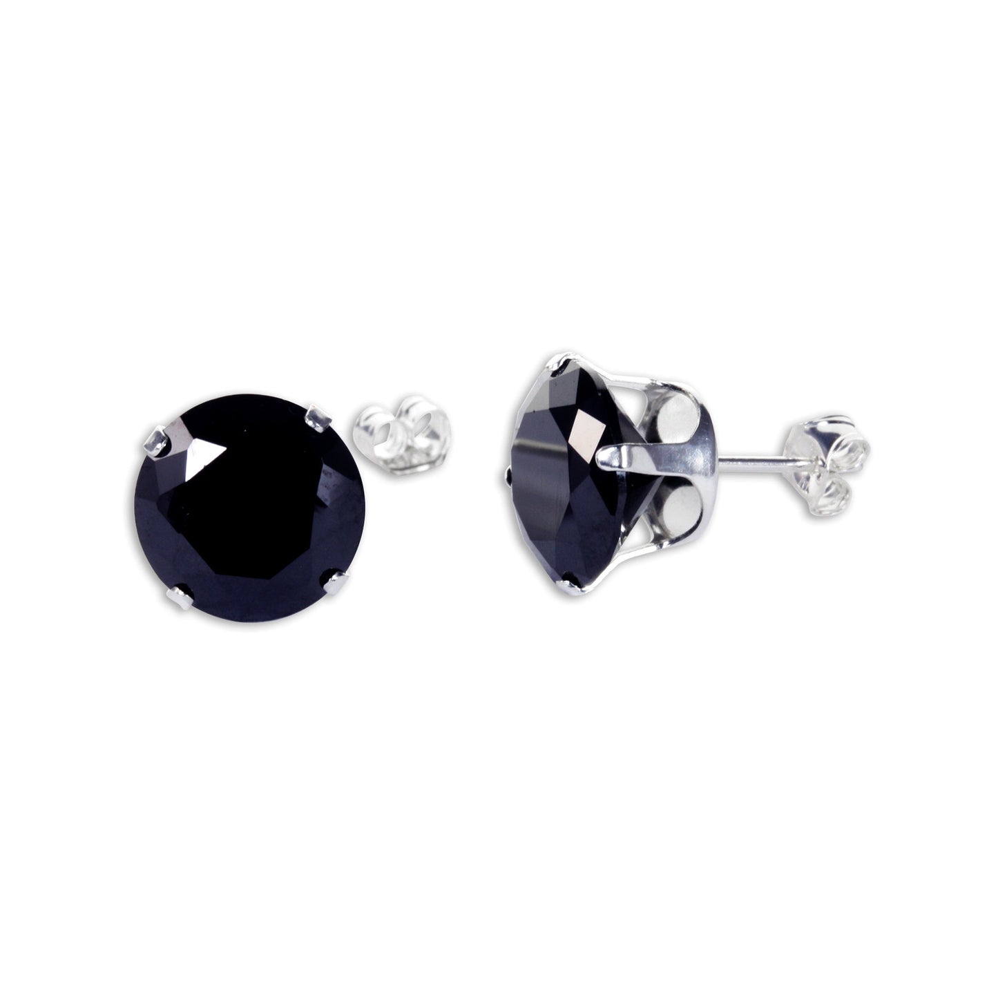 Boucles d'oreilles à tige rondes en argent sterling et oxyde de zirconium