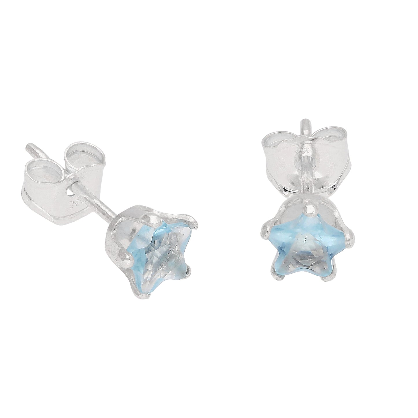 Boucles d'oreilles à tige en argent sterling avec étoile en zircone cubique de 4 mm