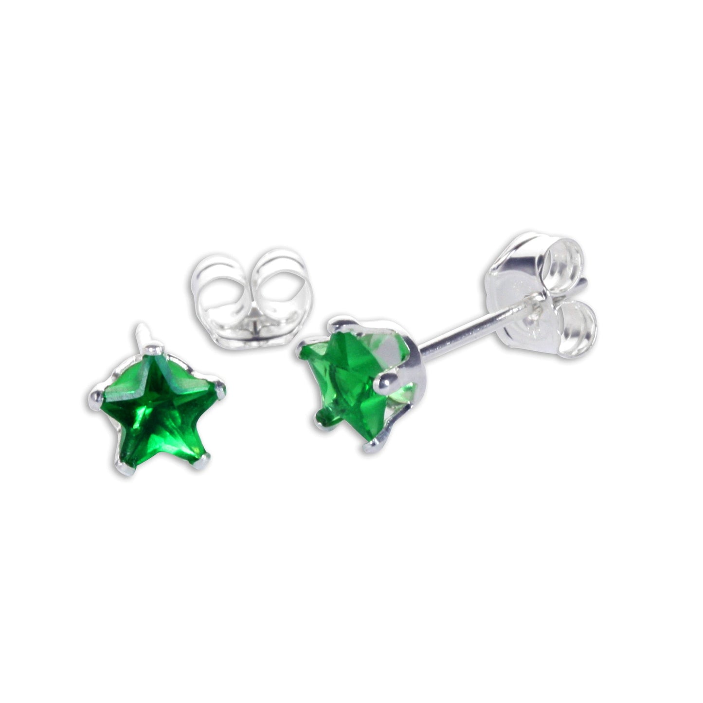 Boucles d'oreilles à tige en argent sterling avec étoile en zircone cubique de 4 mm