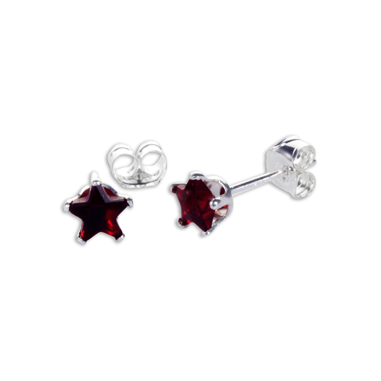 Boucles d'oreilles à tige en argent sterling avec étoile en zircone cubique de 4 mm
