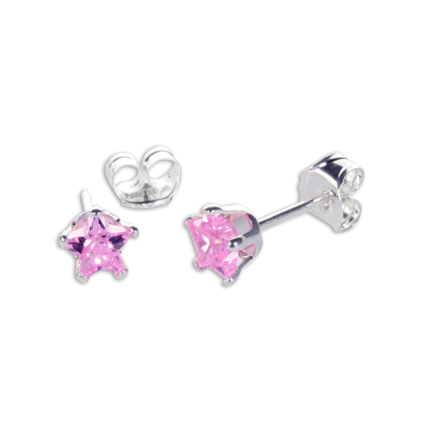 Boucles d'oreilles à tige en argent sterling avec étoile en zircone cubique de 4 mm