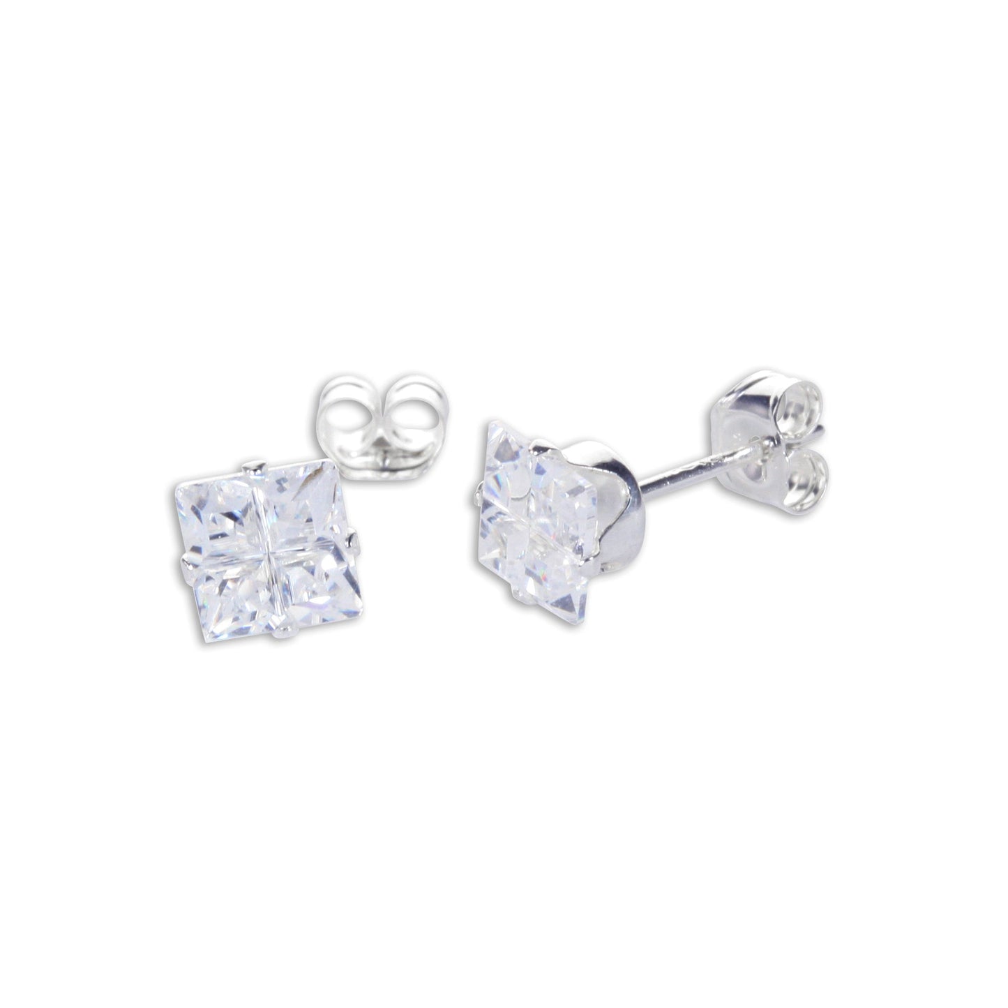 Boucles d'oreilles à tige en argent sterling avec zircones cubiques transparents