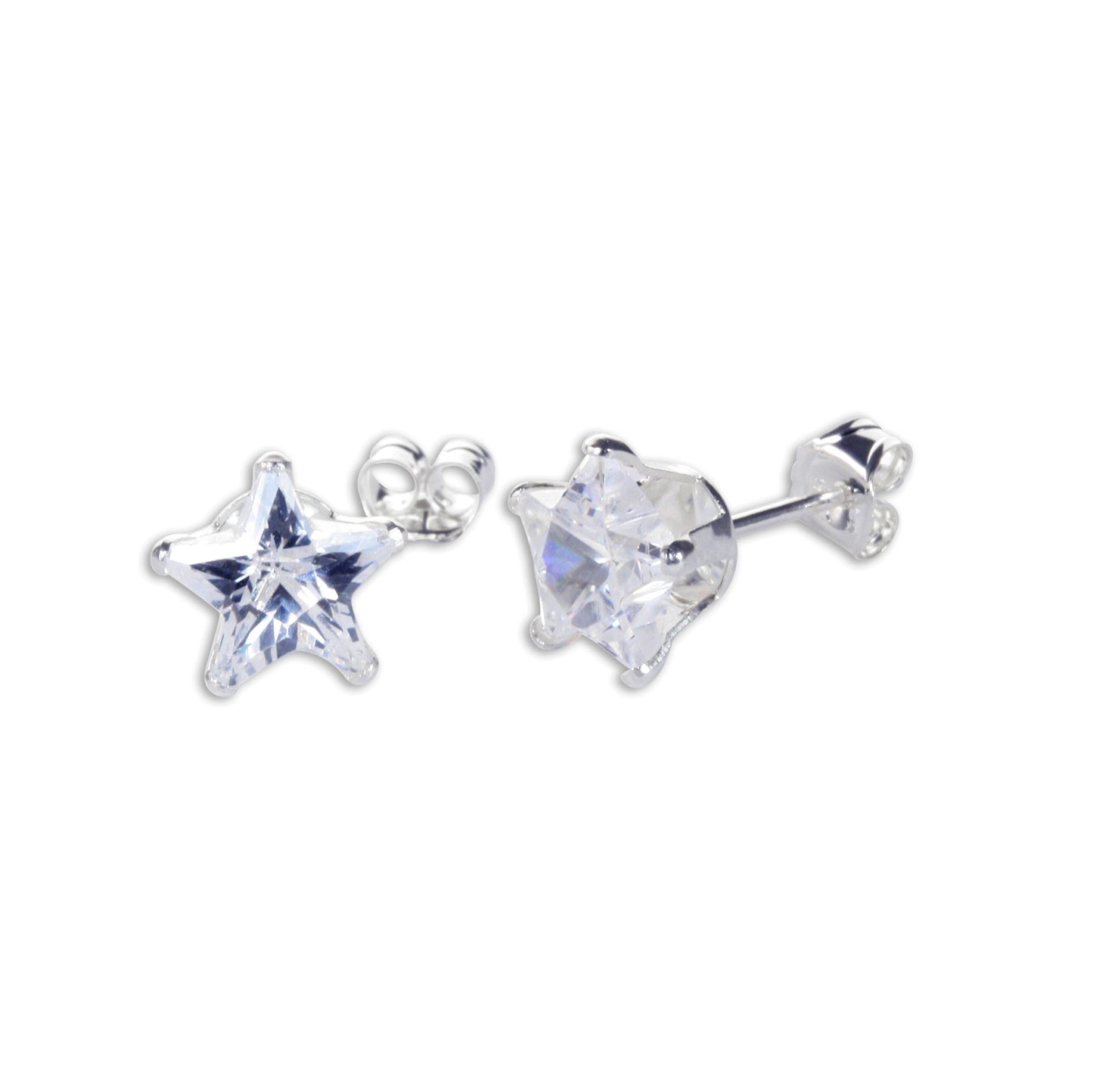 Boucles d'oreilles à tige en argent sterling avec étoile transparente en oxyde de zirconium