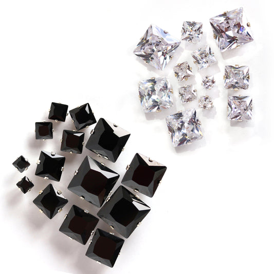 Boucles d'oreilles à tige carrées en argent sterling et oxyde de zirconium