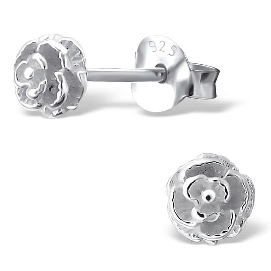 Boucles d'oreilles à tige en argent sterling avec fleur rose de 4 mm