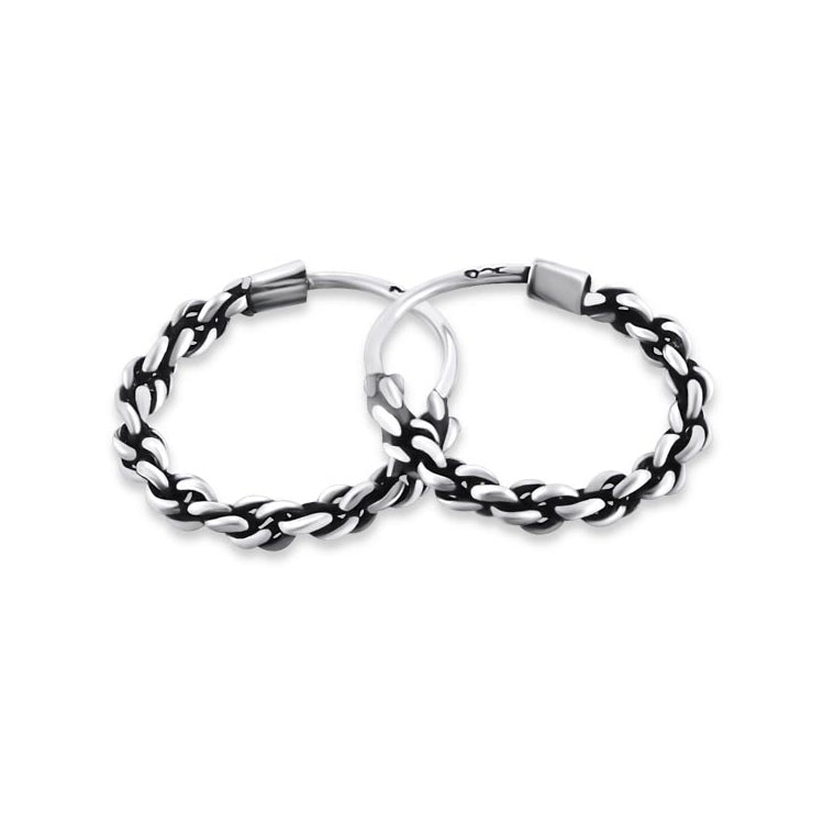 Boucles d'oreilles créoles dormeuses en argent sterling avec chaîne de 11 mm