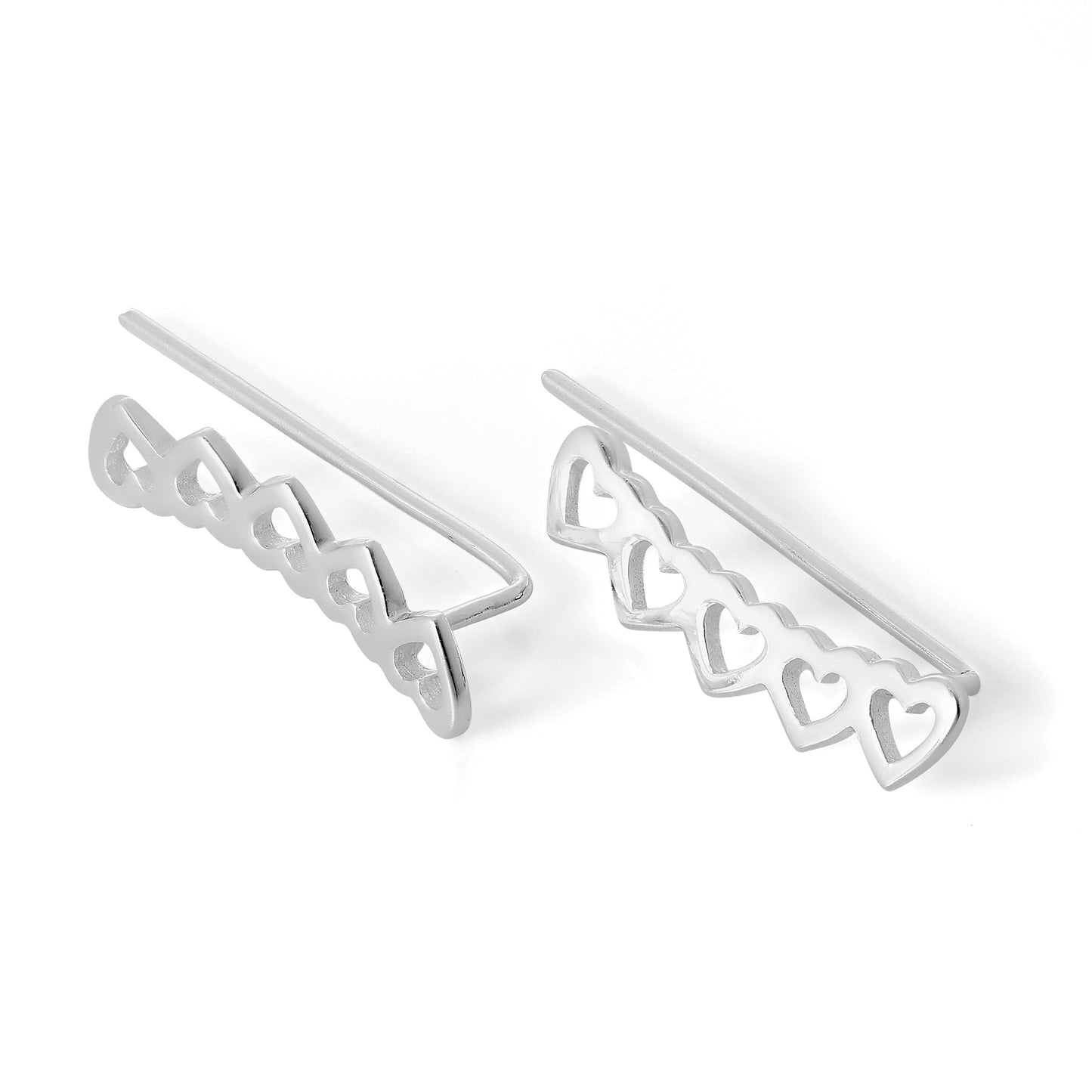 Boucles d'oreilles à tige en argent sterling avec 5 cœurs ouverts