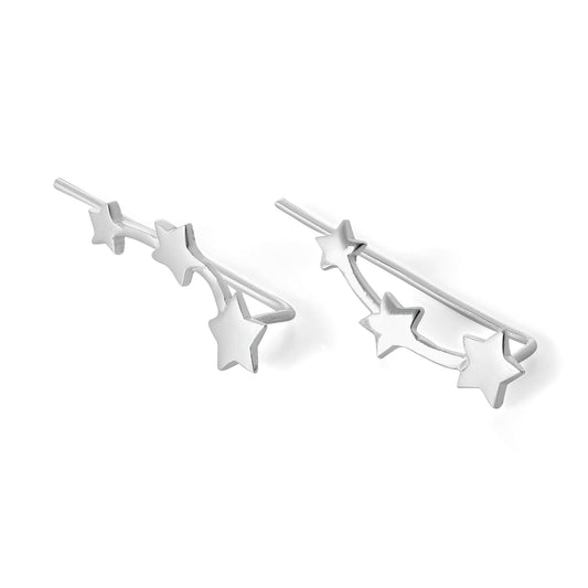 Boucles d'oreilles grimpantes triple étoile en argent sterling