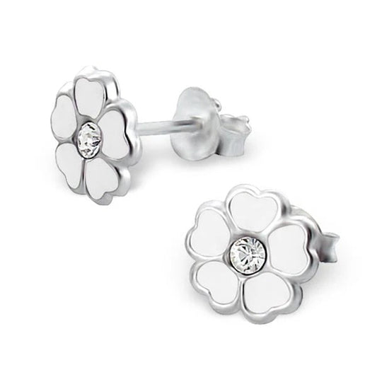 Boucles d'oreilles à tige en argent sterling avec fleur en cristal