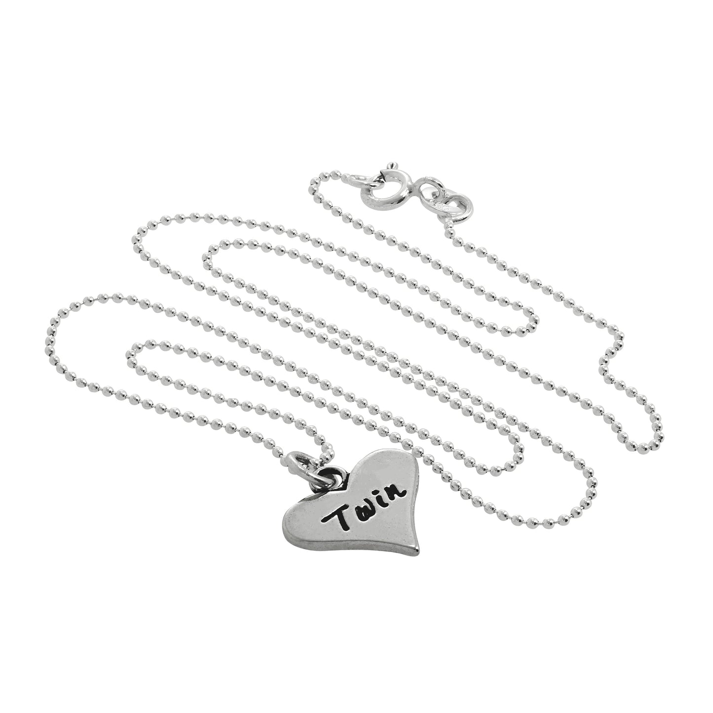 Collier avec pendentif en argent sterling et deux cœurs de 35 à 55 cm