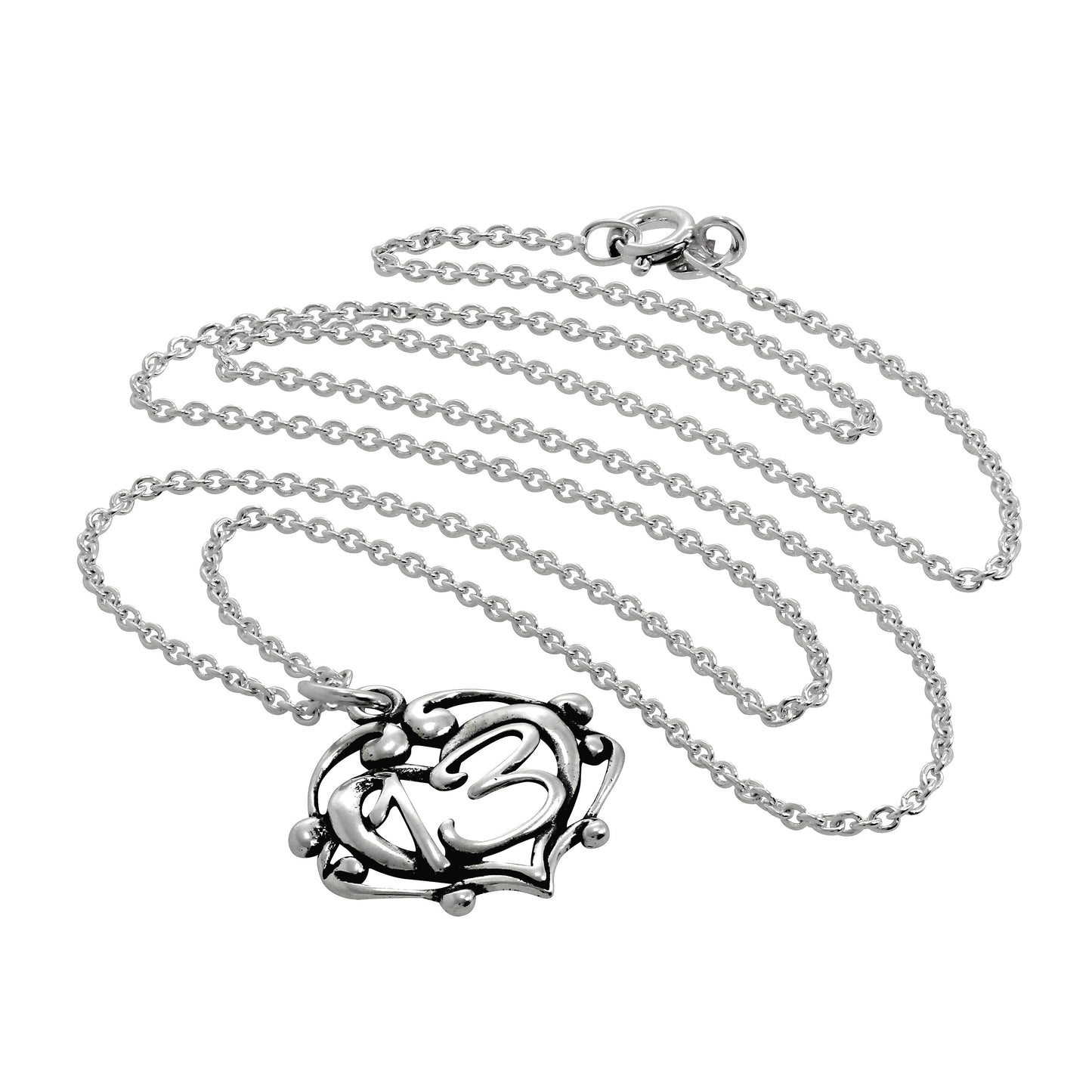 Collier pendentif cœur ouvert en filigrane d'argent sterling pour 13e anniversaire, 40 à 61 cm