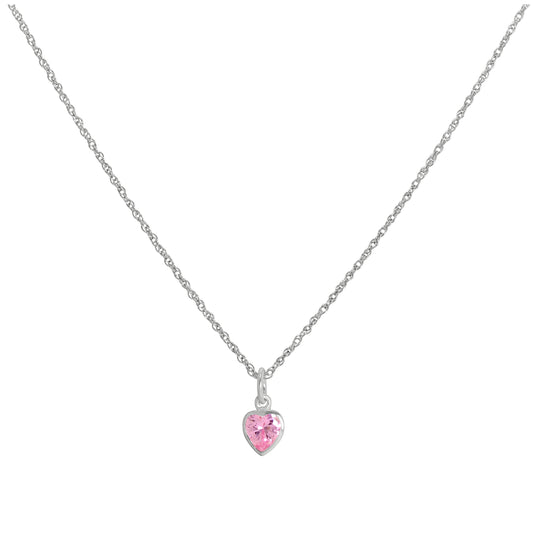 Collier avec pendentif en argent sterling et cristal rose en forme de cœur, 35 à 55 cm