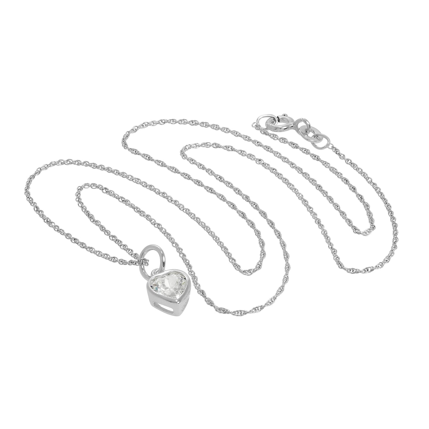 Collier avec pendentif en forme de cœur en argent sterling et cristal, 35 à 55 cm