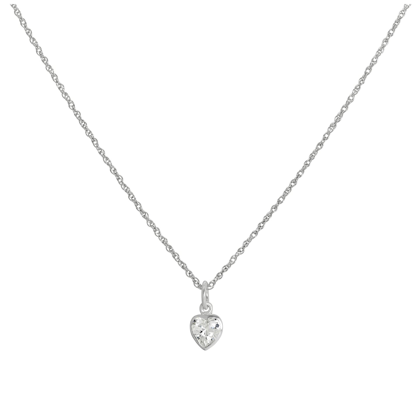 Collier avec pendentif en forme de cœur en argent sterling et cristal, 35 à 55 cm