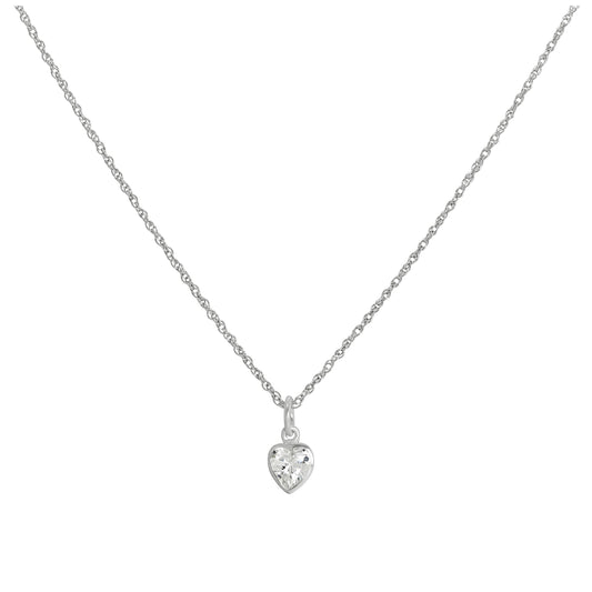 Collier avec pendentif en forme de cœur en argent sterling et cristal, 35 à 55 cm