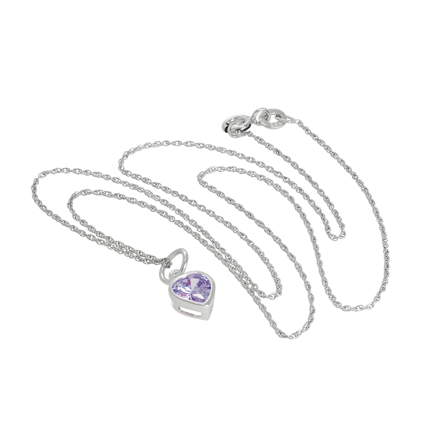 Collier avec pendentif en argent sterling et cristal violet, 35 à 55 cm