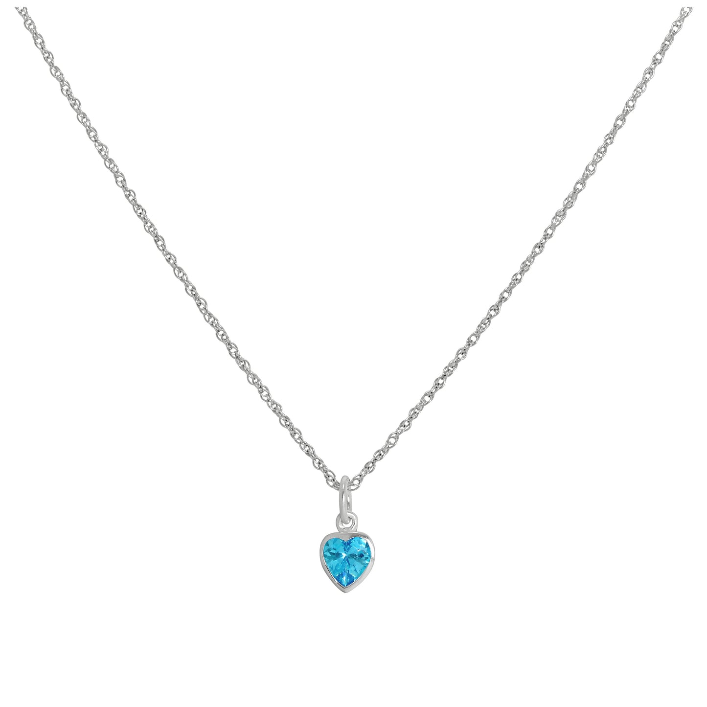 Collier avec pendentif en argent sterling et cristal bleu en forme de cœur, 35 à 55 cm
